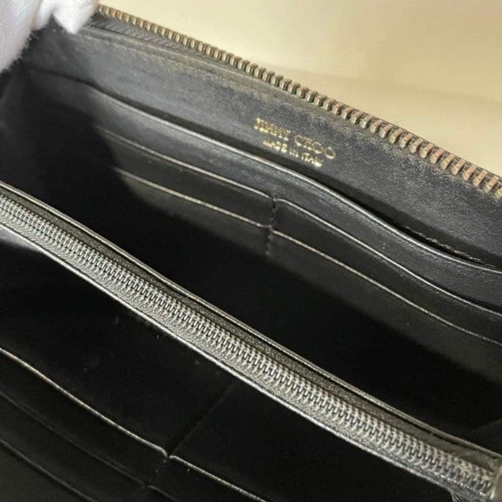 Jimmy Choo Black Leather Zip Wallet with Multicolor Star Studs - Picture 4 of 8